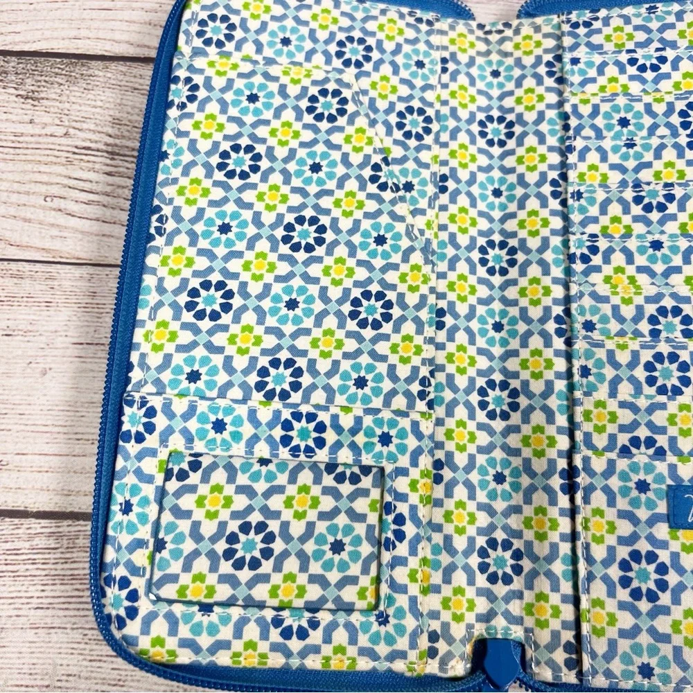 Vera Bradley Personal Travel Organizer Long Wallet Capri Blue Paisley Floral Y2K - Picture 7 of 11